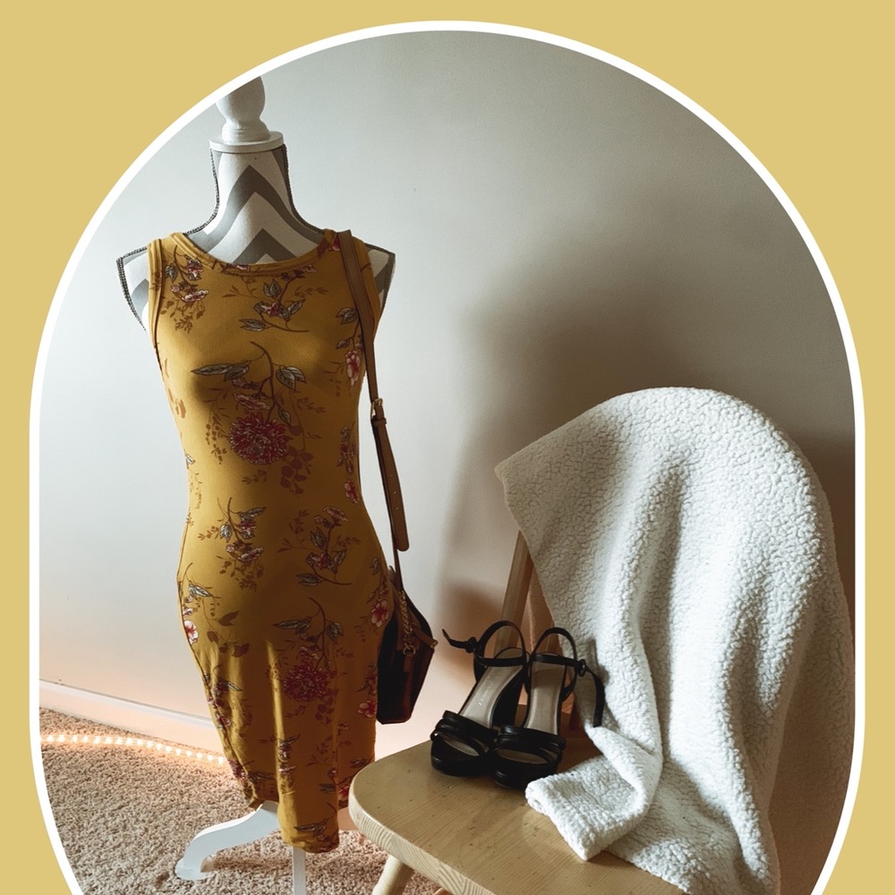 Yellow Orange Floral Dress